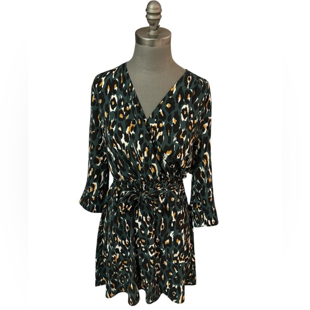 Express Green Leopard Print Mini Dress XS NWT
